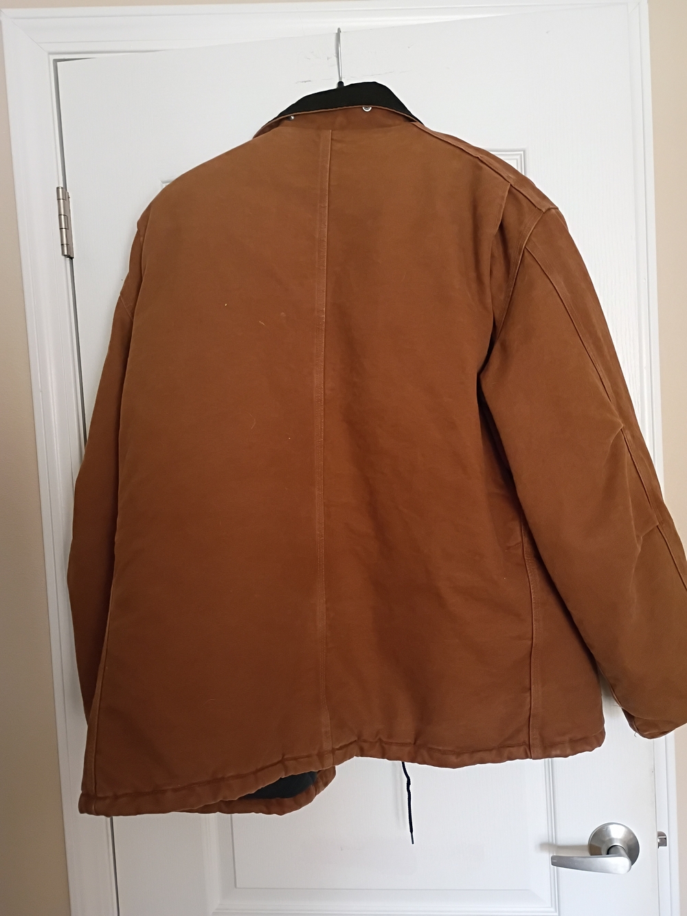 Carhartt Brown Work Duck Jacket with Black Corduroy Collar (Loose Fit) - Picture 3 of 7